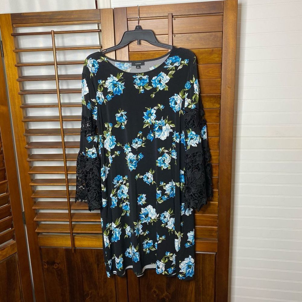 Alfani Crochet Lace Flare Sleeve Floral Dress